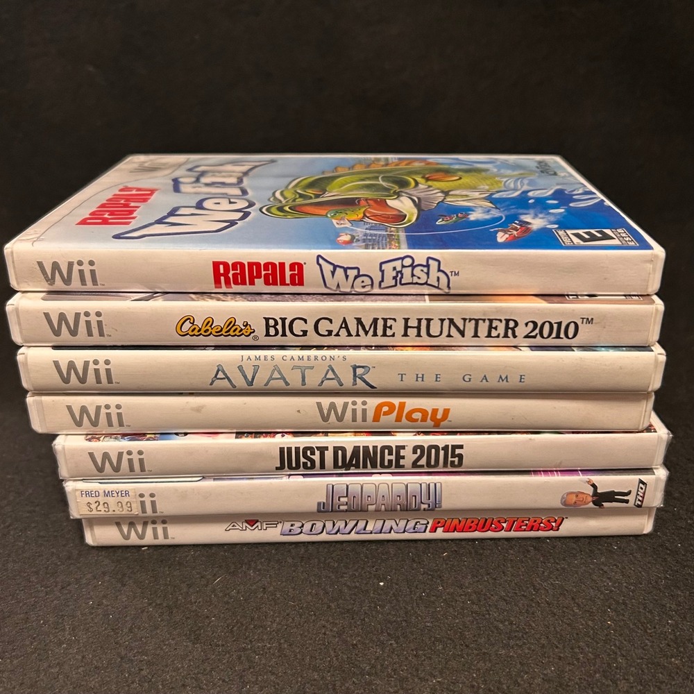 Nintendo Wii Video Game Lot Unisex 7-Pack White Sports Music Trivia AS IS